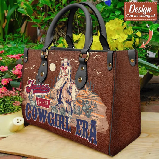 Personalized Cowgirl PU Leather Handbag with Long Straps - Gift Idea For Horse Lover - In Her Cowgirl Era