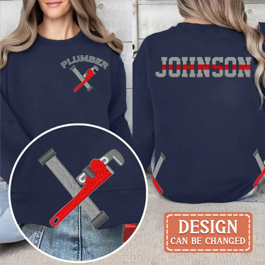 Custom Personalized Plumber Embroidered Split Side Bow Sweater - Gift Idea For Plumber Wife/ Man