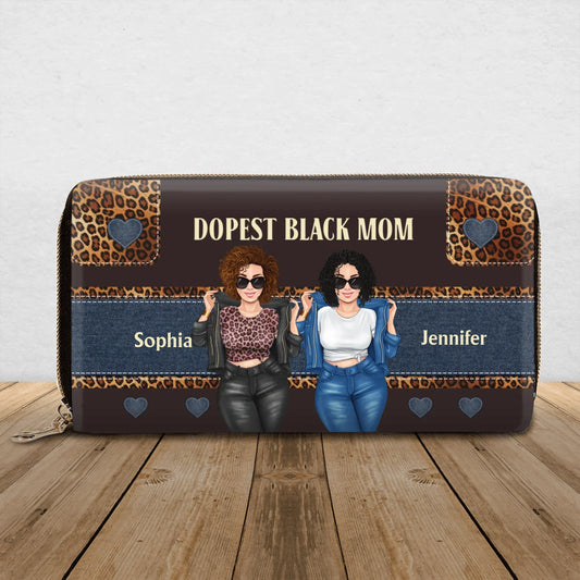 Personalized Mom and Daughter Long Wallet - Best Gift for Mother/Grandma - Dopest Black Mom