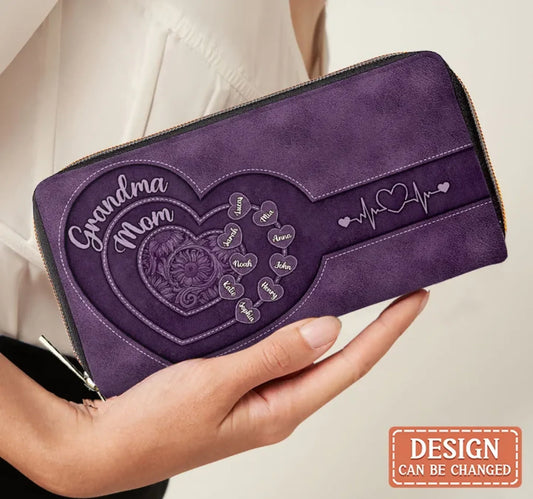 Personalized Grandma/Mom Long Wallet - Best Mother's Day Gift