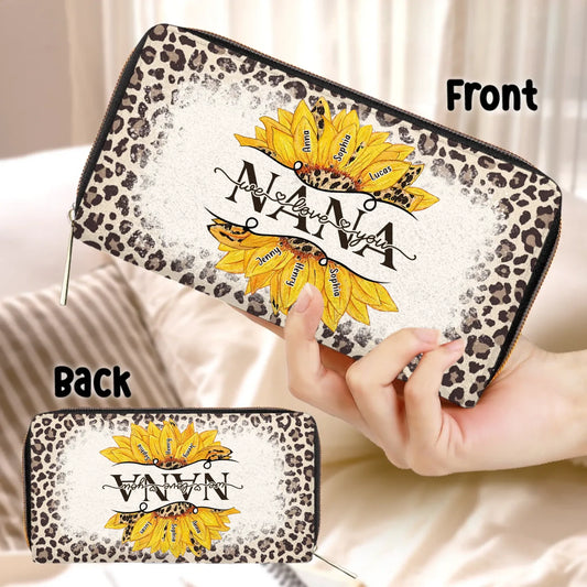Personalized Grandma/Mom Sunflower Long Wallet - Best Mother's Day Gift Idea - We Love You