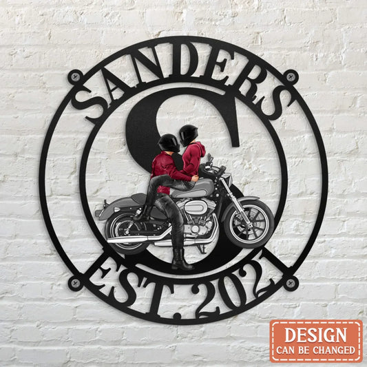 Personalized Family Last Name Metal Sign For Motorcycle Couple - Gift Idea For Couple/ Husband And Wife