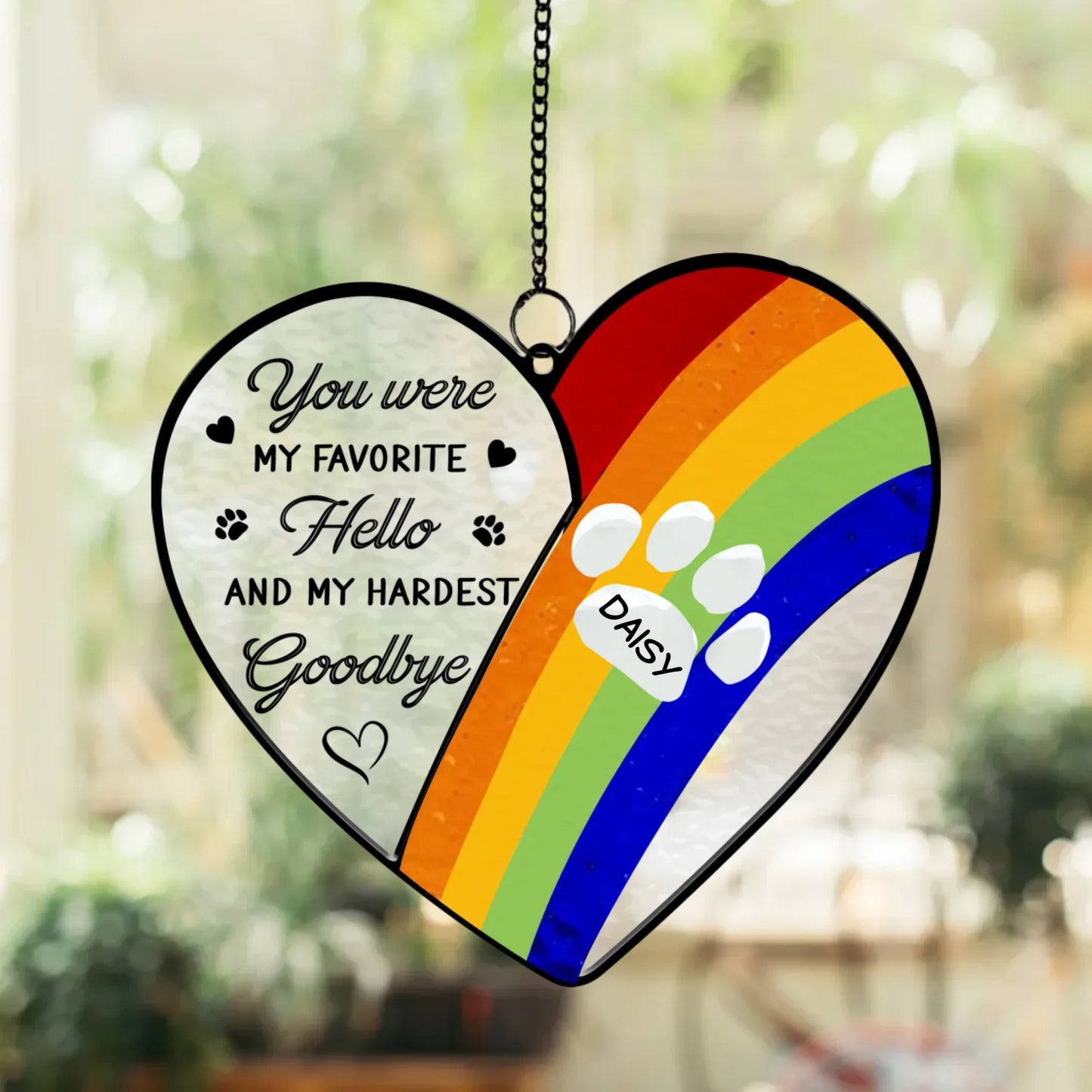 Personalized Memorial Dogs Suncatcher - Memorial Gift For Dogs Lover - Your My Favorite Hello And My Hardest Goodbye