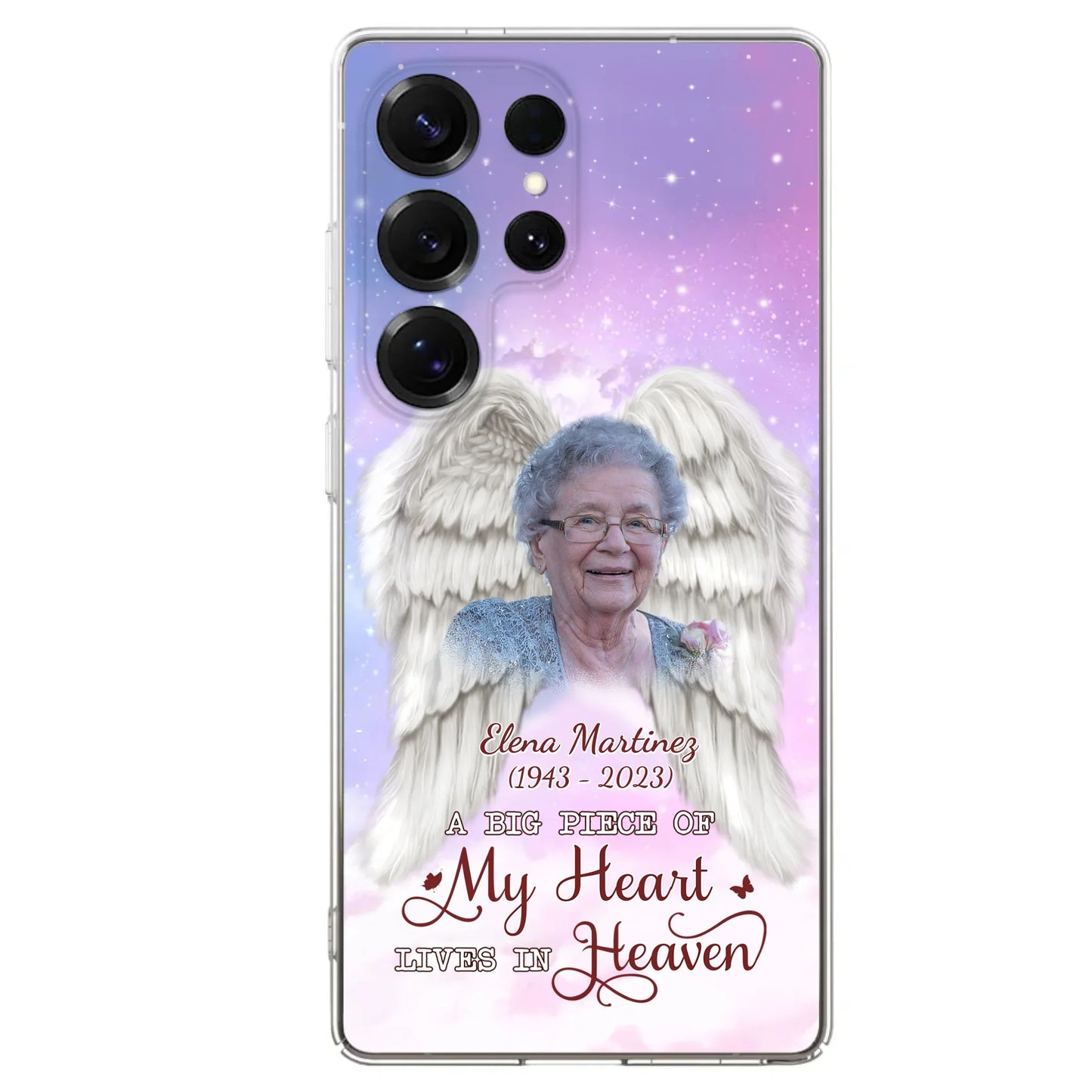 Custom Personalized Memorial Photo Phone Case - Memorial Gift Idea for Family - A Big Piece Of My Heart Lives In Heaven - Case for iPhone/Samsung