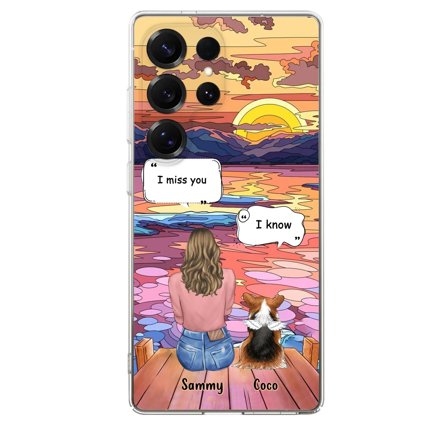 Custom Personalized Memorial Pet Phone Case - Upto 3 Pets - Memorial Gift Idea For Dog/Cat/Rabbits Owners - Case for iPhone/Samsung - I Miss You