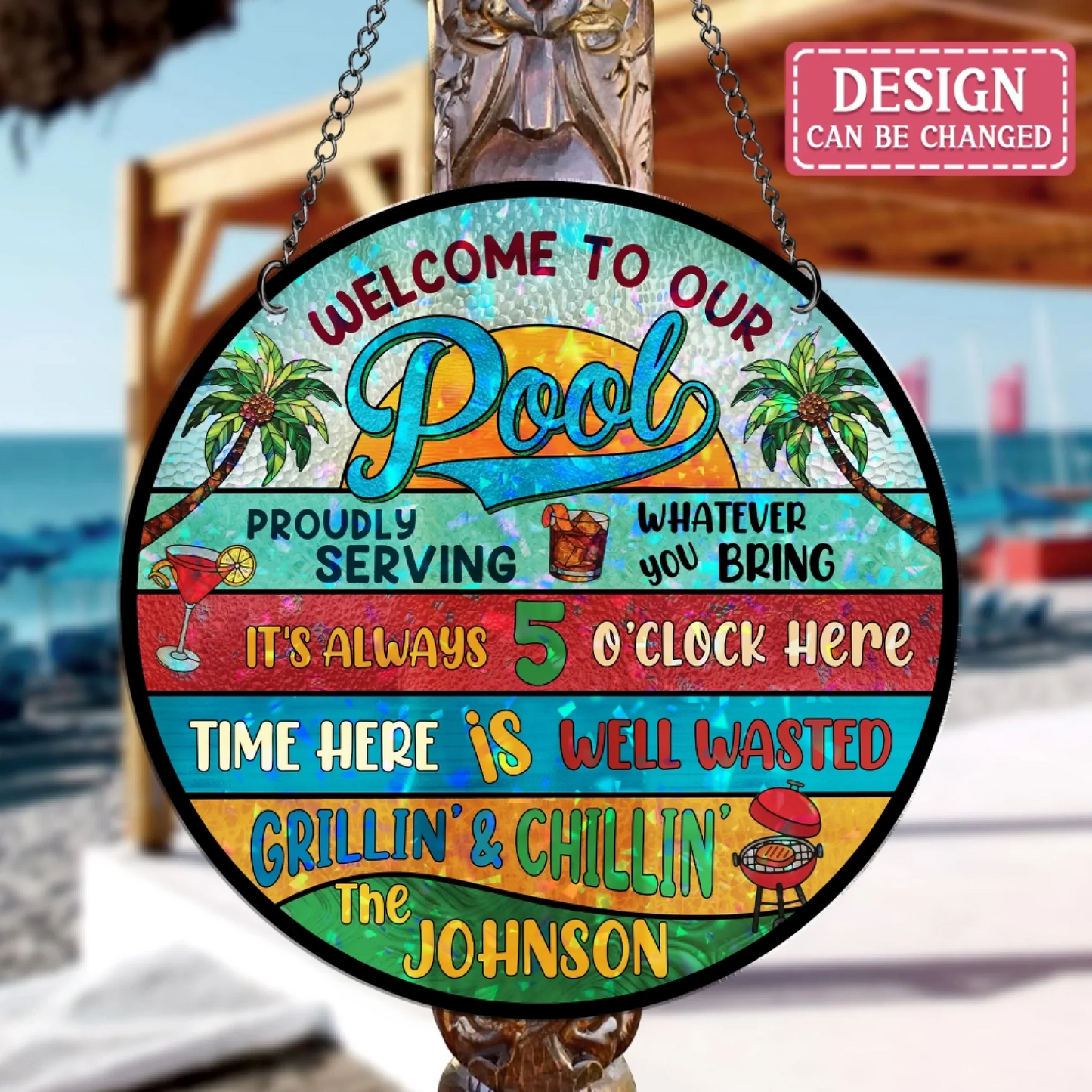 Personalized Welcome To Our Pool Acrylic Suncatcher - Summer Gift Idea For Family