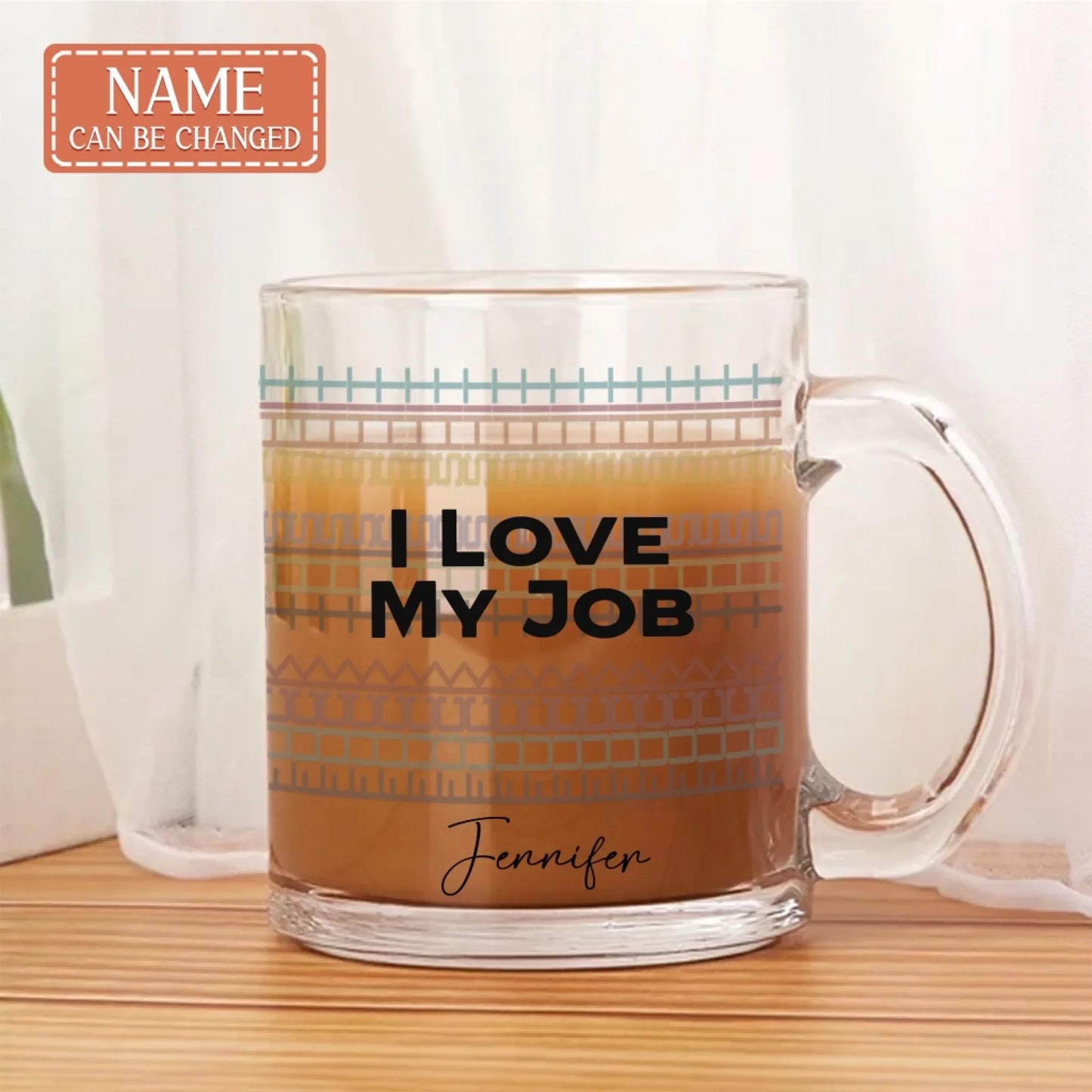 Custom Name F*ck This Sh*t Funny Hidden Message Office Glass Mug - Rude Glass Mug Gift - I Love My Job
