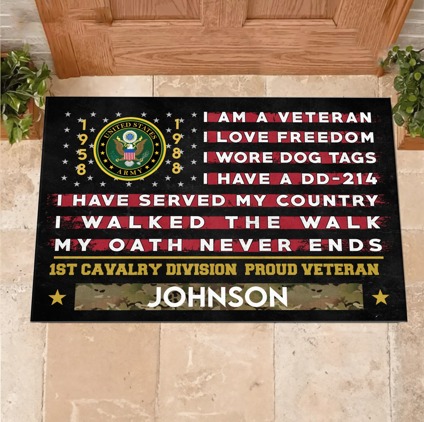 Personalized Veteran Doormat - Gift Idea For Veteran - I Am A Veteran I Love Freedom