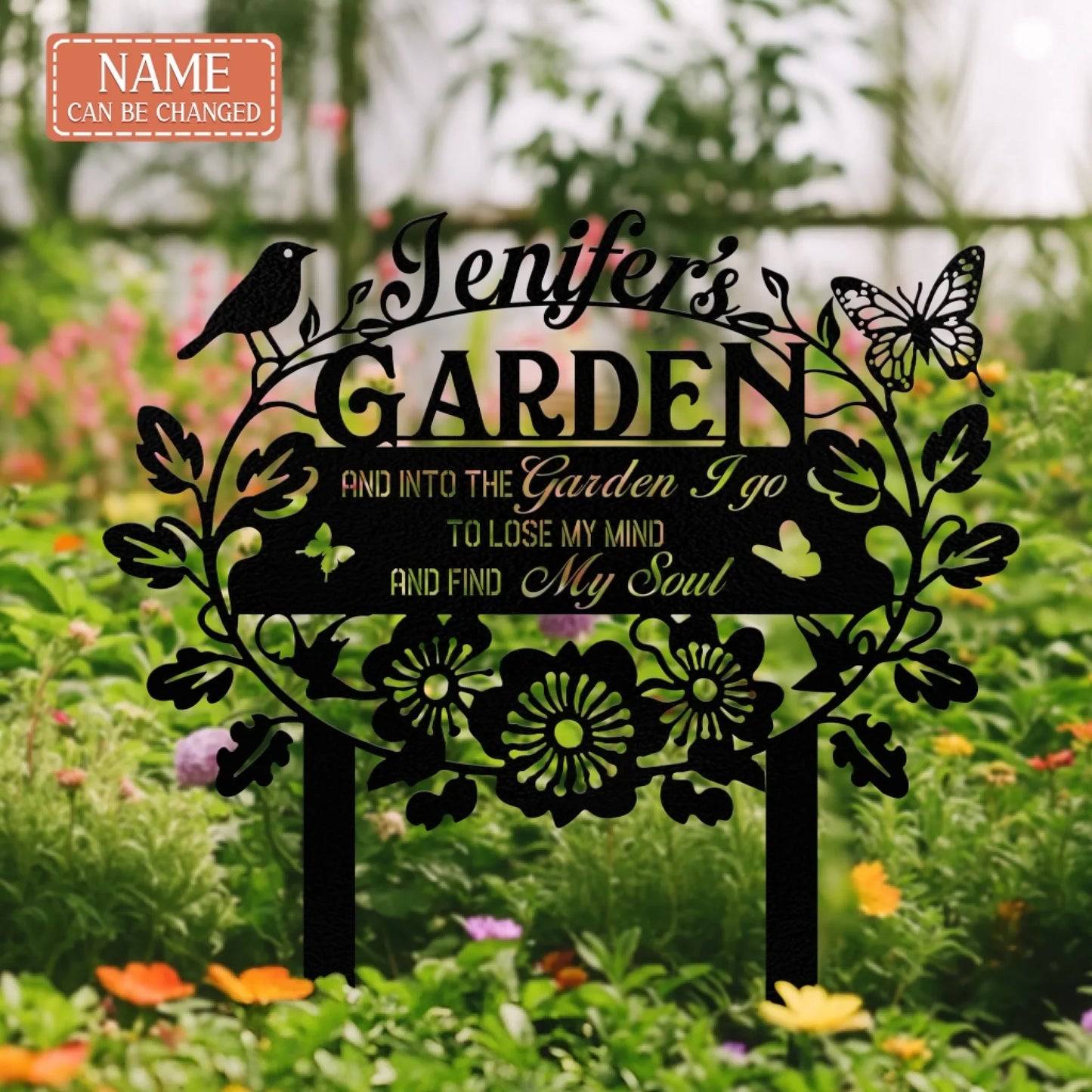 Personalized Garden Metal Sign - Gift Idea For Garden Lover - And Into The Garden I Go To Lose My Mind And Find My Soul