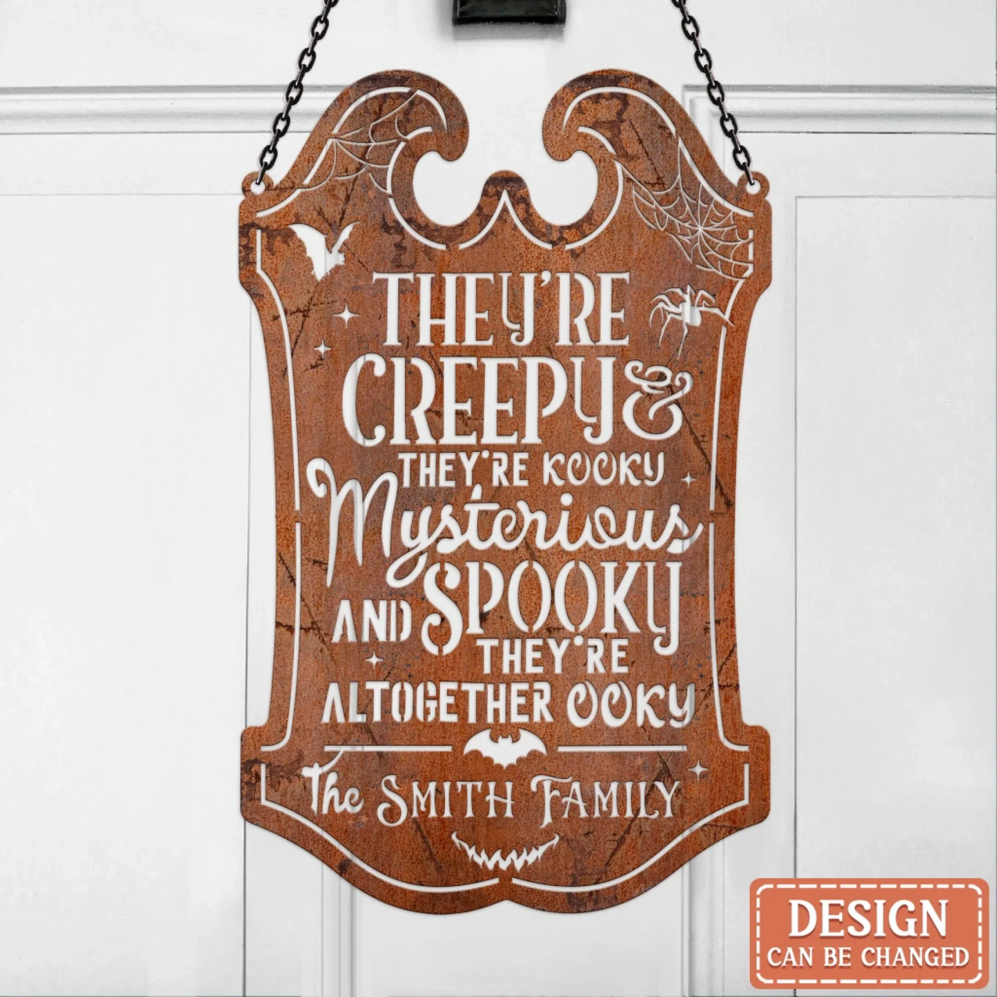 Personalized Spooky Family Metal Sign - Gift Idea For Family - They're Creepy They're Kooky Mysterious And Spooky They're Altogether Ooky