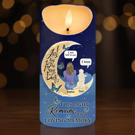 Personalized Memorial Dog Moon Led Candle - Memorial Gift Idea For Dog/Cat/Rabbit Lover - I'll Miss You For The Rest Of Mine