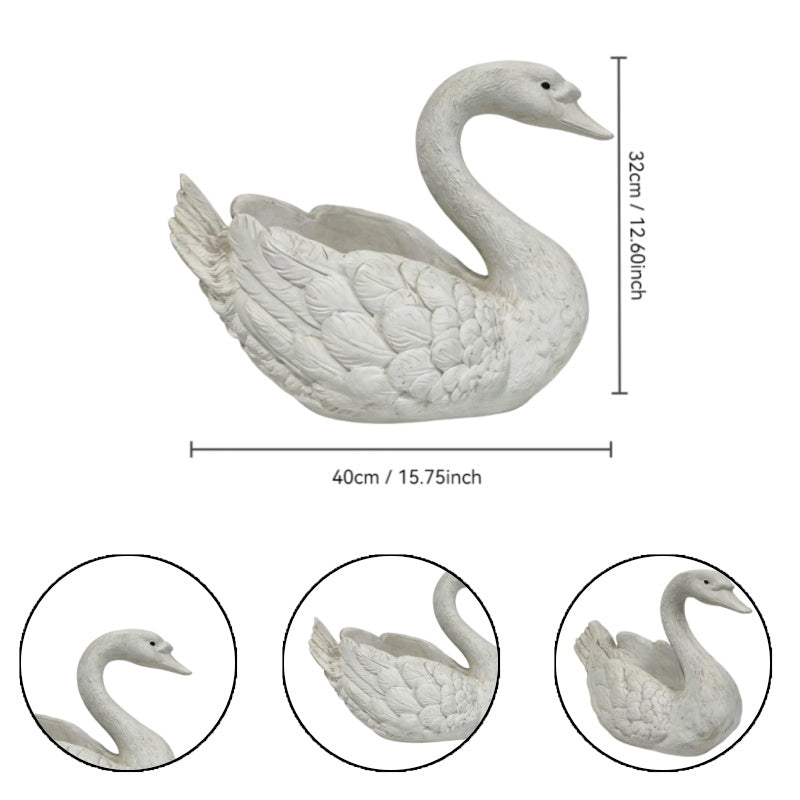 12.6'' Tall Swan Sculpture Planter