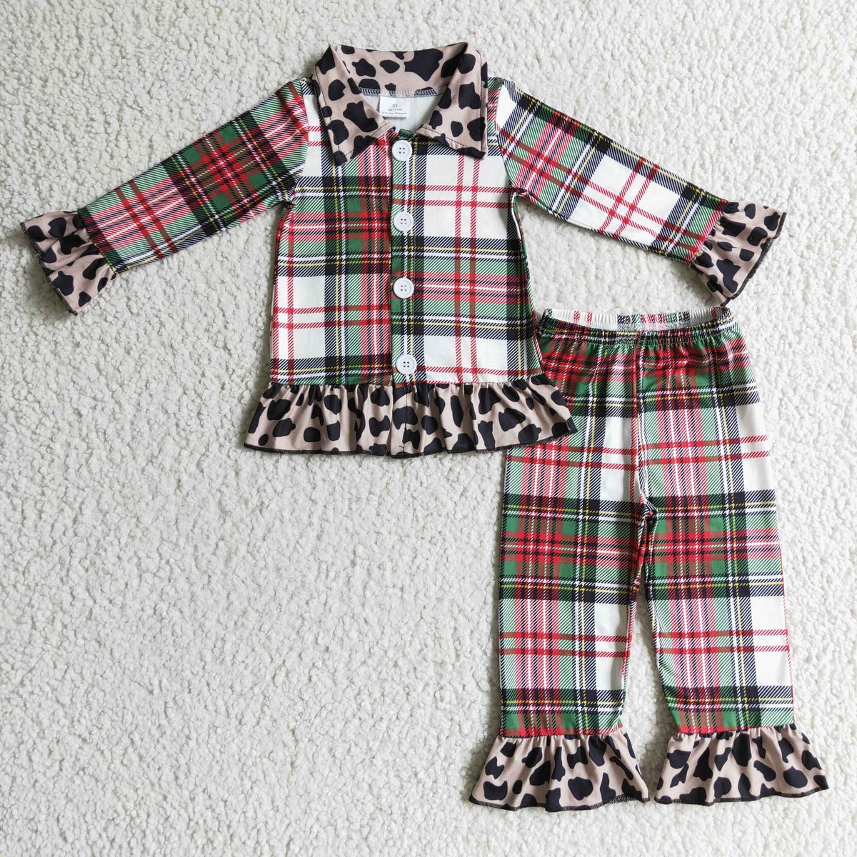 Plaid leopard pajamas Christmas sleepwear