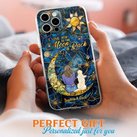 Custom Personalized Memorial Pet Phone Case - Memorial Gift Idea For Pet Lover - Case For iPhone/ Samsung - I Love You To The Moon & Back