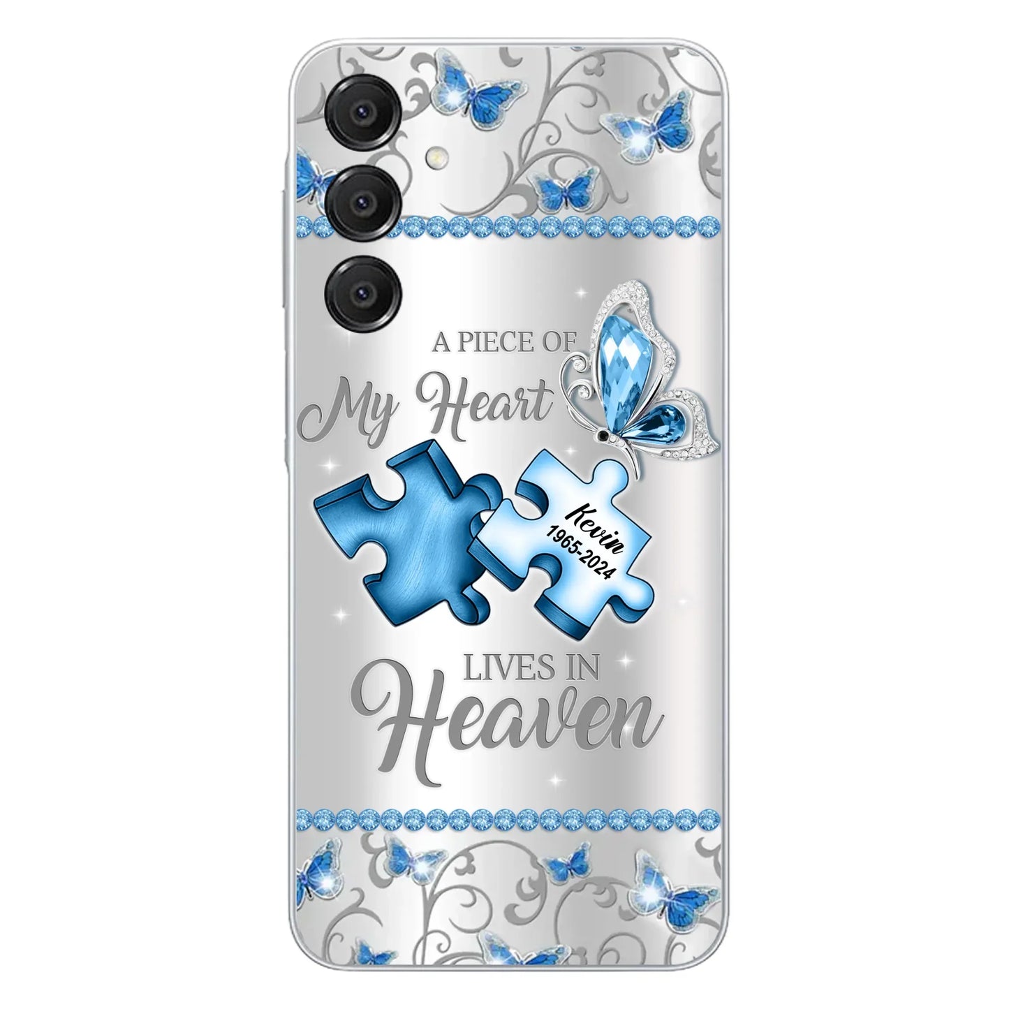 Custom Personalized Memorial Piece Phone Case - Memorial Gift For Family Member - A Piece Of My Heart Lives In Heaven - Case for iPhone/Samsung