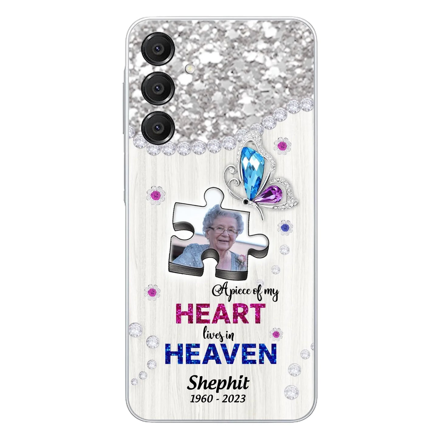Custom Personalized Memorial Phone Case - Upload Photo - Memorial Gift Idea For Family Member - A Piece Of My Heart Lives In Heaven - Case for iPhone/ Samsung