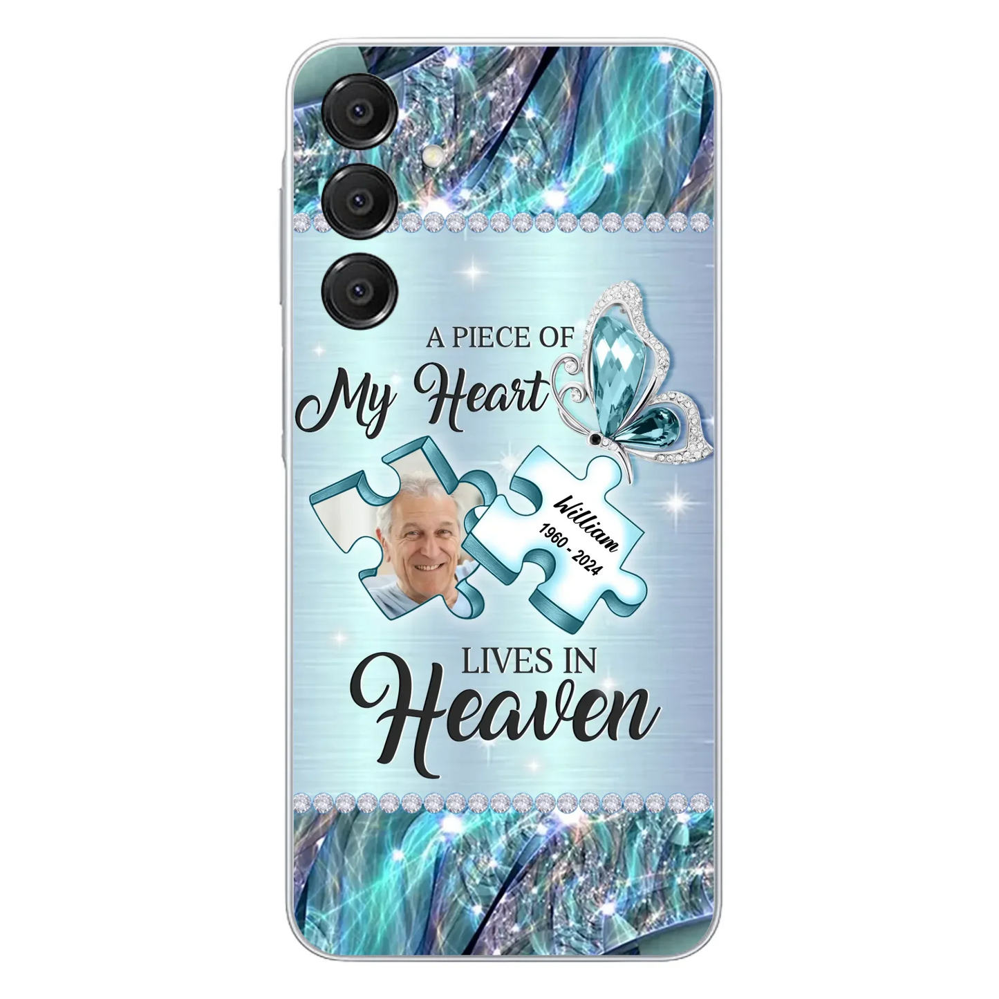 Custom Personalized Memorial Photo Phone Case - Memorial Gift Idea for Father's Day - A Piece Of My Heart Lives In Heaven - Case for iPhone/Samsung