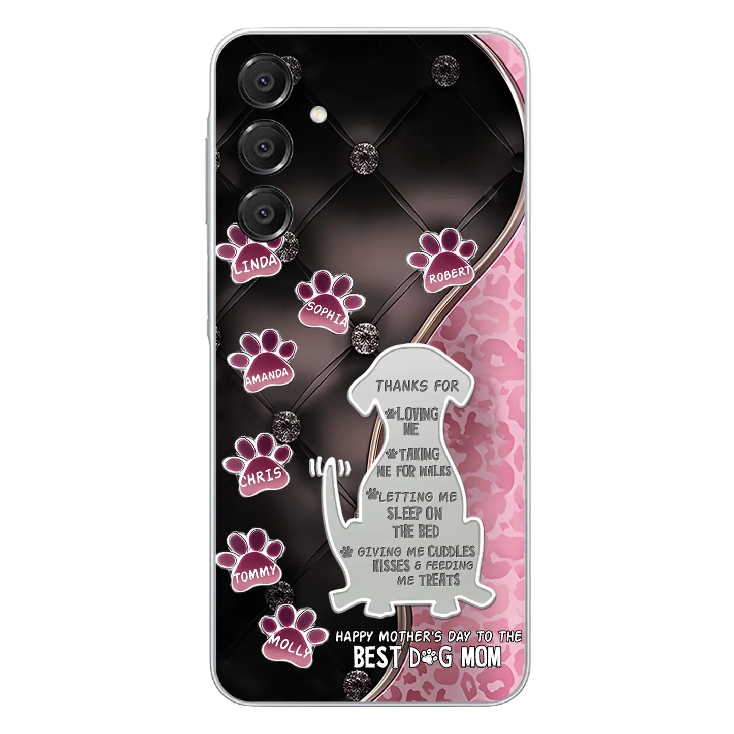Custom Personalized Memorial Dog Mom Phone Case - Memorial Gift Idea For Dog Lover - Upto 7 Dogs - Thanks For Loving Me - Case For iPhone/Samsung