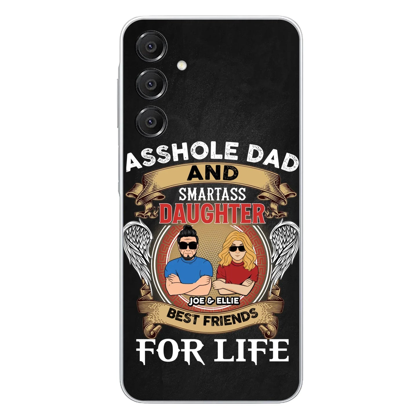 Personalized Dad/Mom And Daughter/Son Phone Case - Gift Idea For Father's Day/Mother's Day From Daughter/Son - Asshole Dad And Smartass Daughter - Cases For Samsung/iPhone