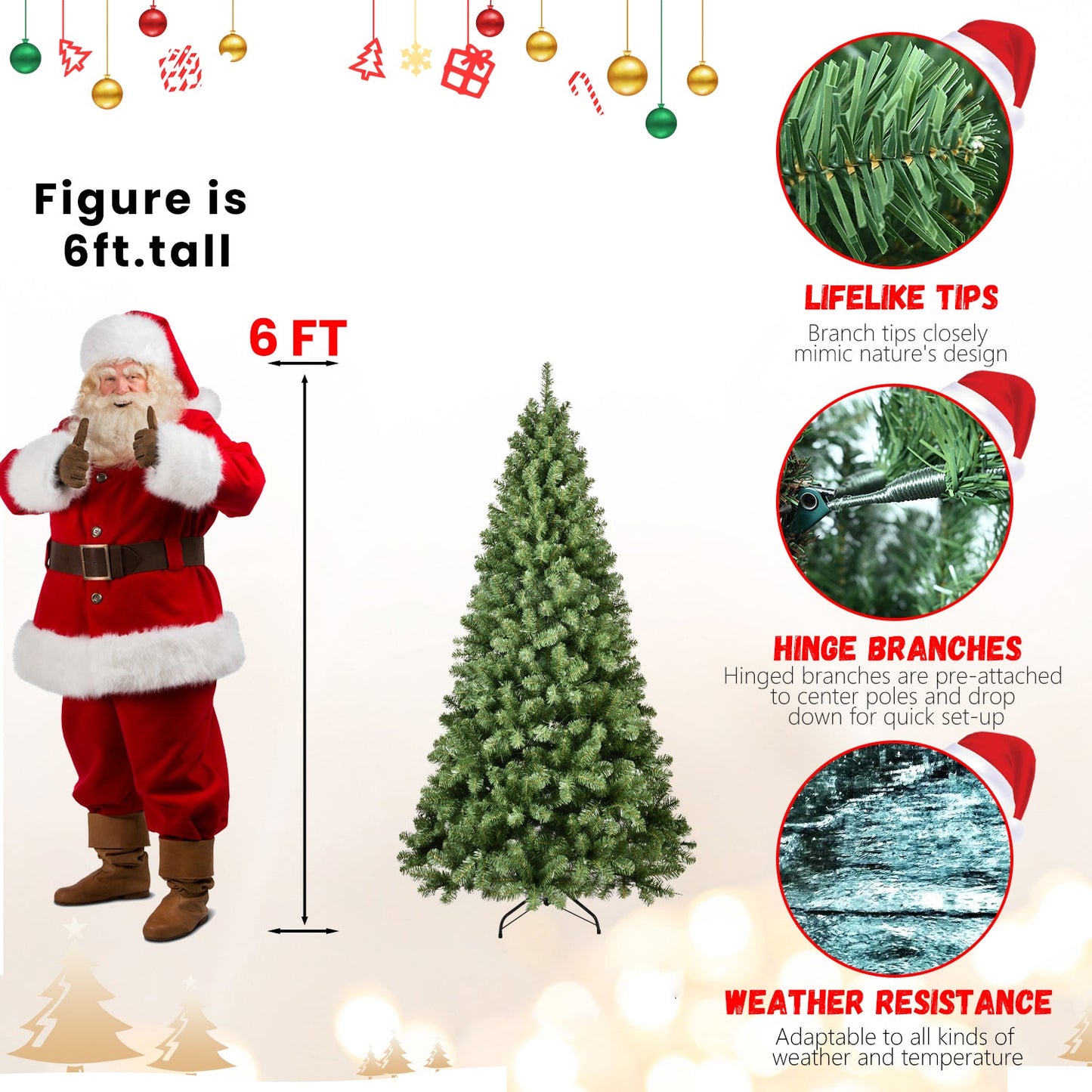 7ft Pre-Lit PVC Christmas Tree with 400 UL Lights