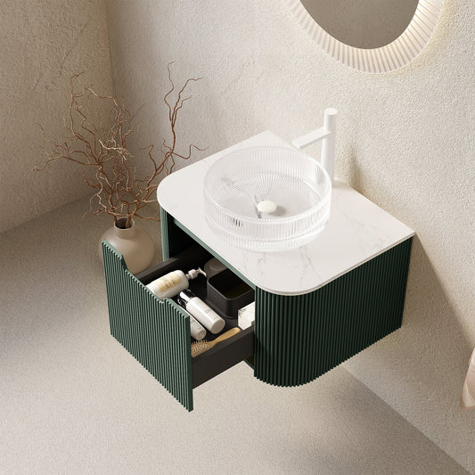DINA 24" Floating Bathroom Vanity with Crystal Glass Basin