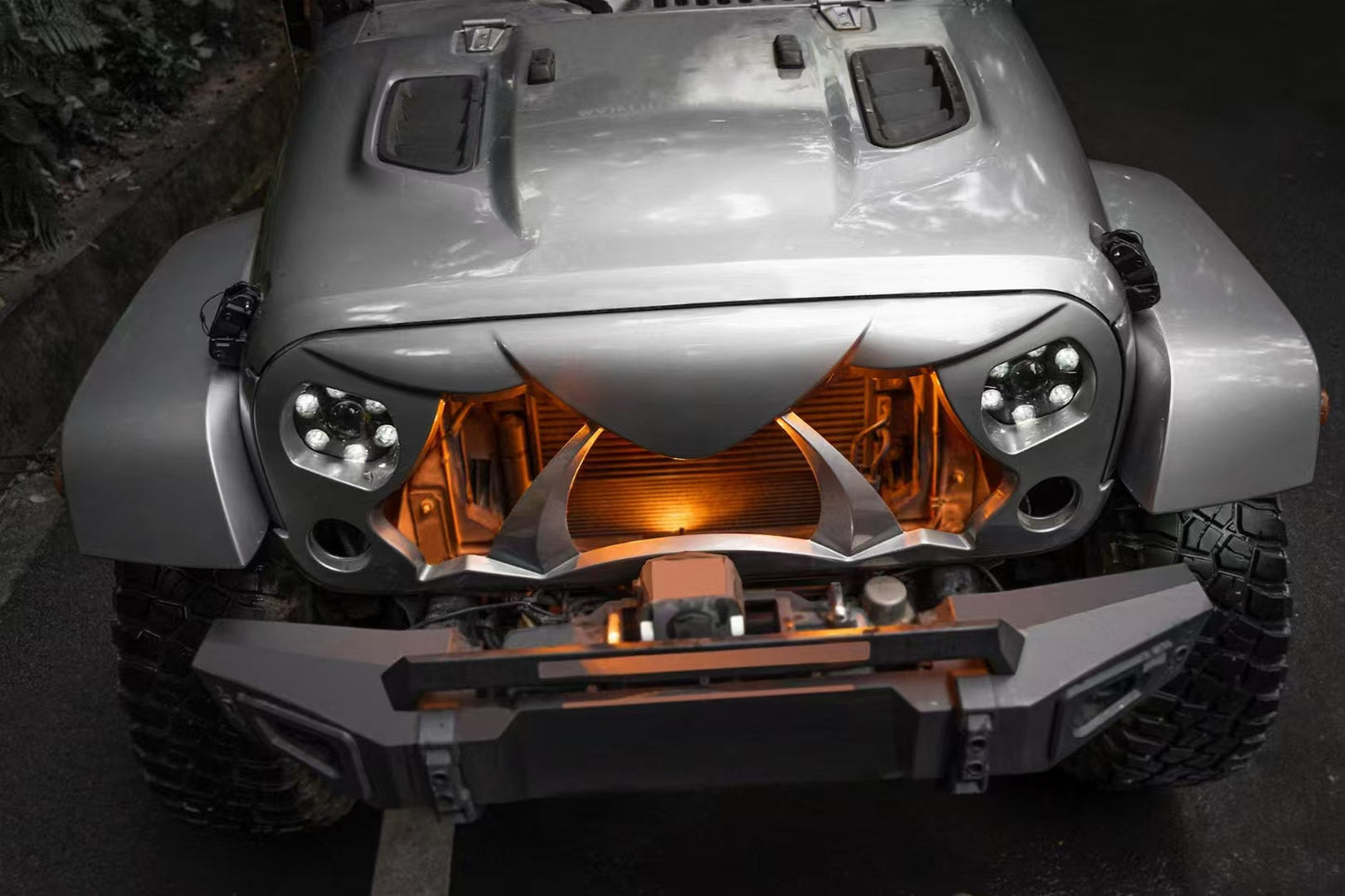 Halloween Front Grille Grid Grill for 2007-2017 Jeep Wrangler Rubicon Sahara Sport JK/JKU, Matte