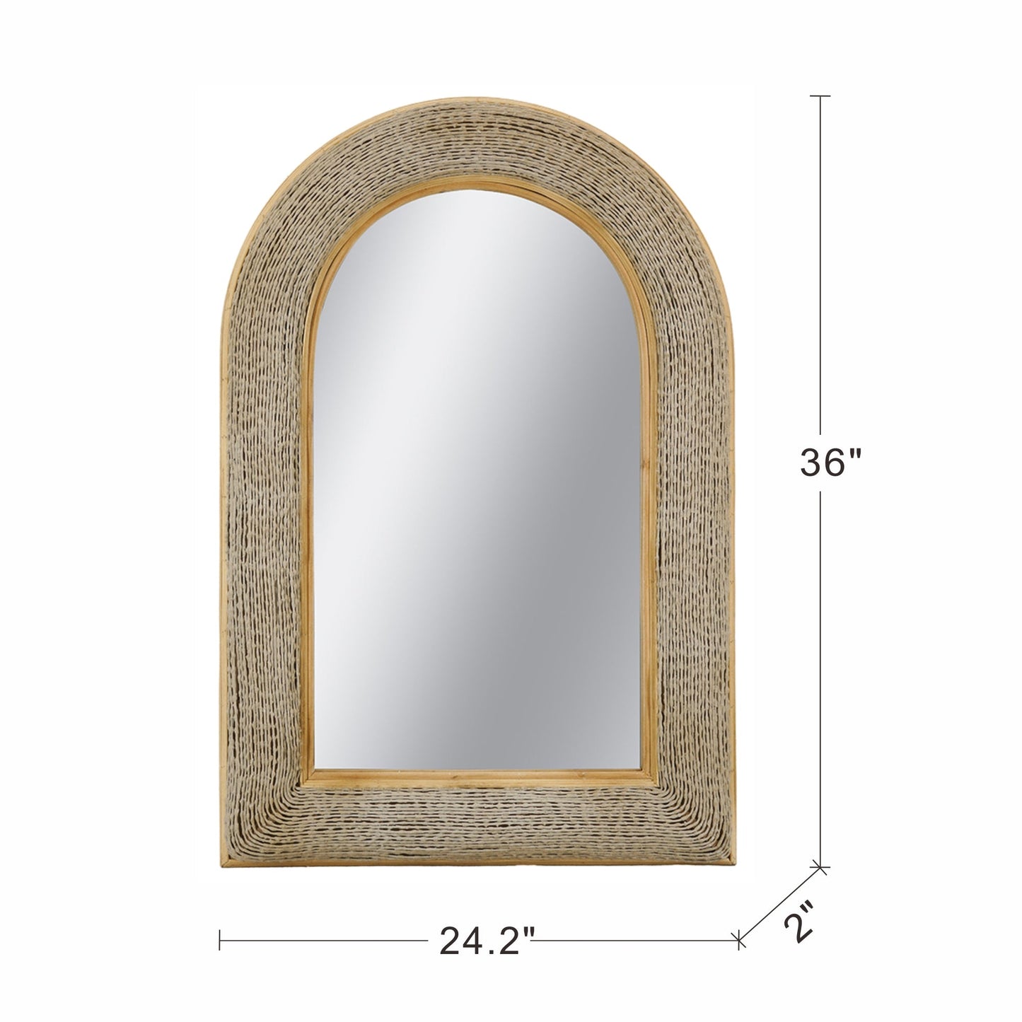 24.2"x36" Woven Texture Decorative Arched Mirror