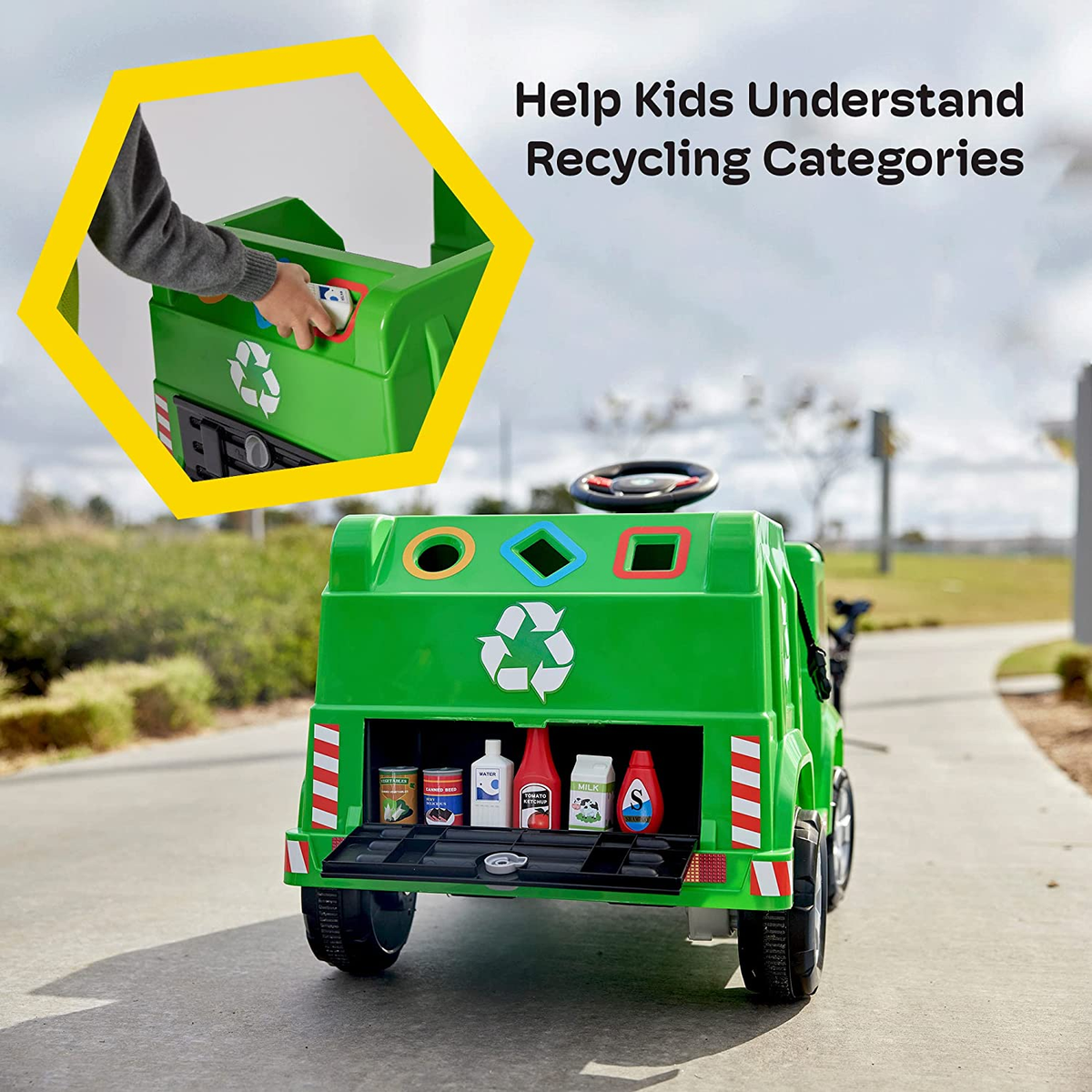 6V Electric Garbage Truck Ride-On Toy with LED Lights for Toddlers