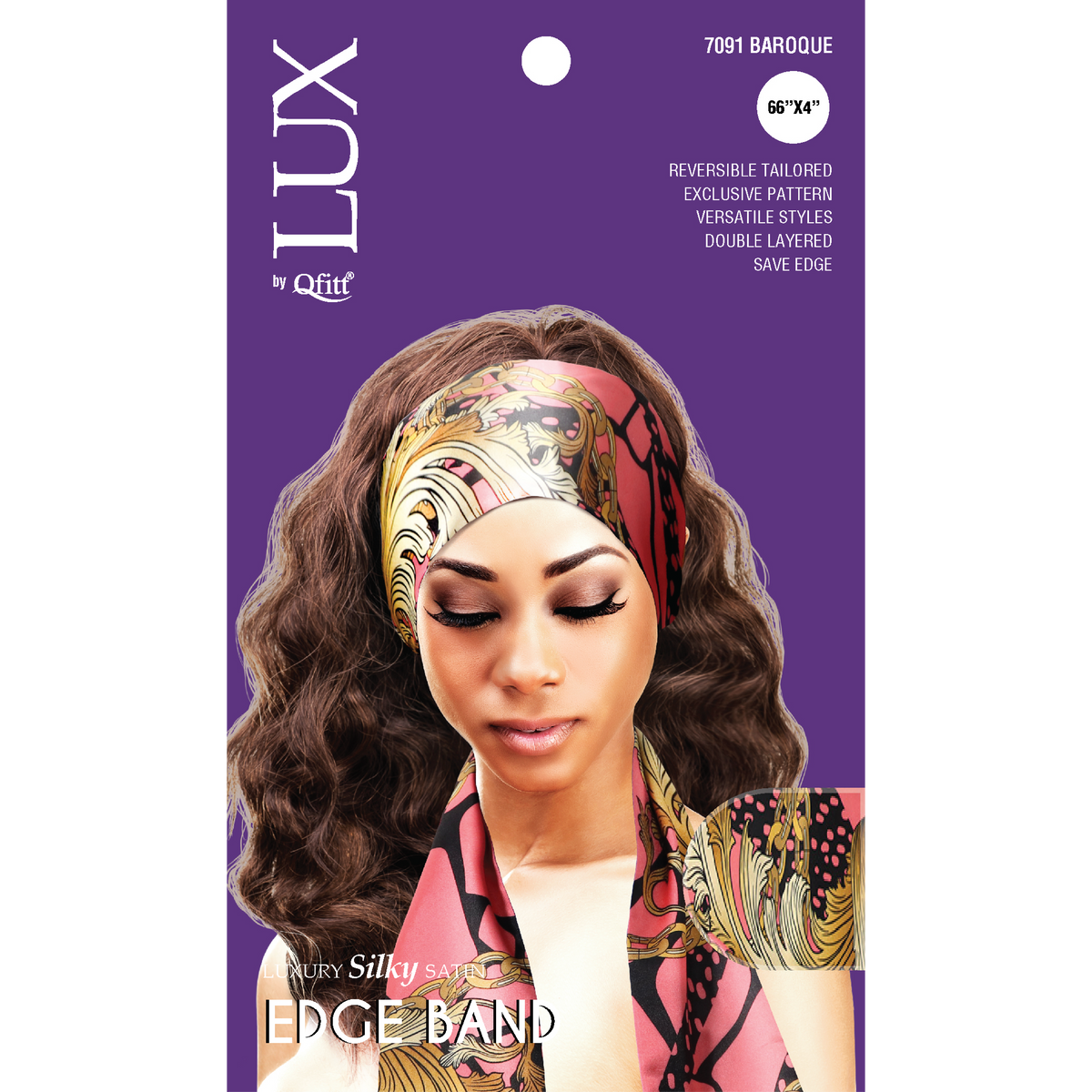 Lux by Qfitt Pattern Luxury Silky Satin Edge Band