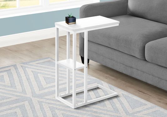 Accent Table, C-Shaped, Marble Look Contemporary & Modern Convenient Design