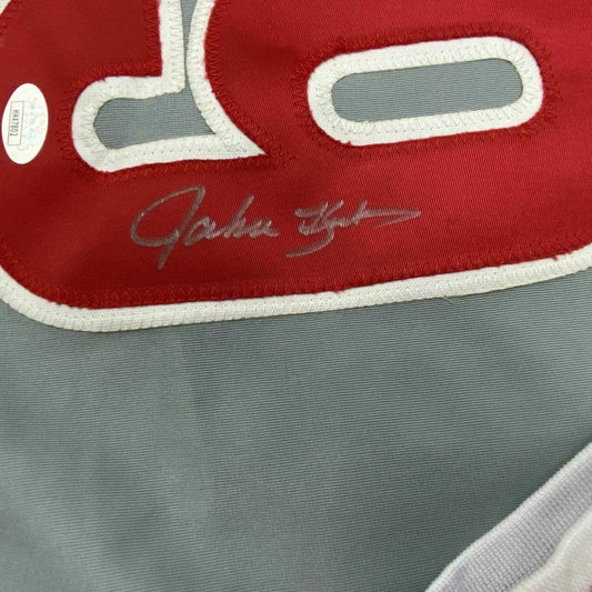 Framed Autographed/Signed John Kruk 35x39 Philadelphia Grey Baseball Jersey JSA COA