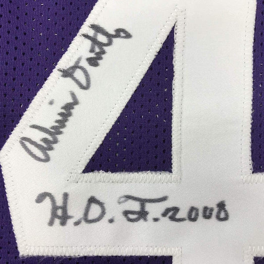 Framed Autographed/Signed Adrian Dantley HOF 2008 35x39 Utah Purple Basketball Jersey JSA COA