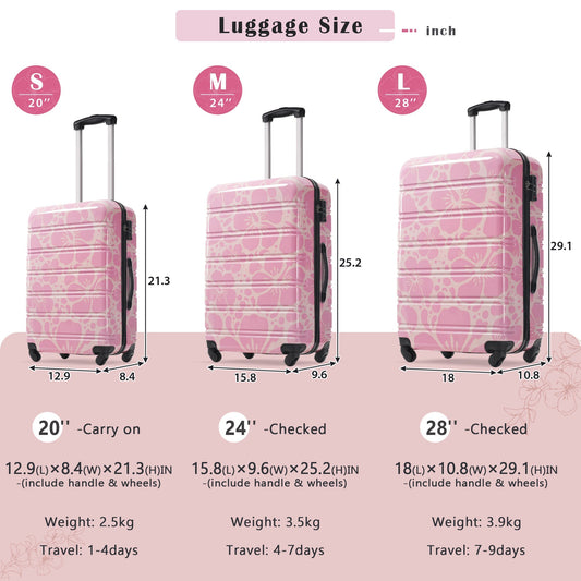 Hardshell Luggage Set 3-Piece Spinner Suitcases with TSA Lock