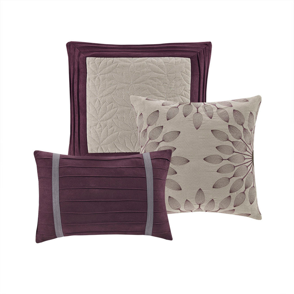 7 Piece Faux Suede Comforter Set Purple Queen