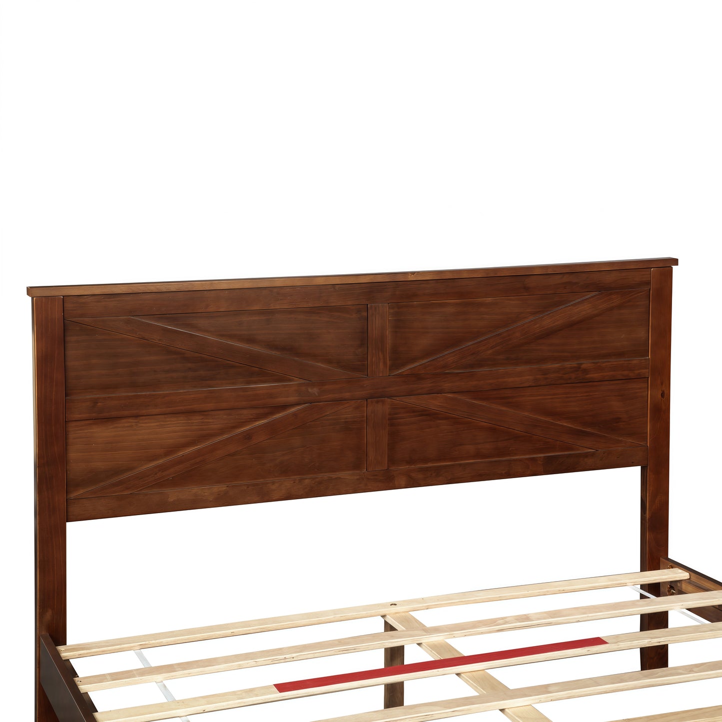 Farmhouse Style Queen Size Bed with Barn Door Headboard and Footboard