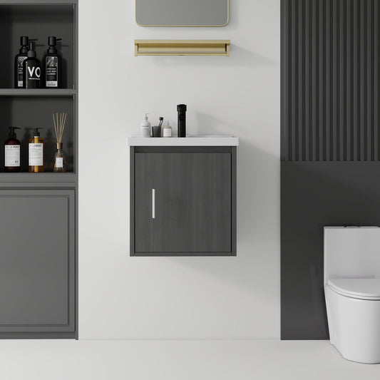 20 Inch Floating Bathroom Vanity with Sink, Soft-Close Door, Ceramic Sink, Plywood
