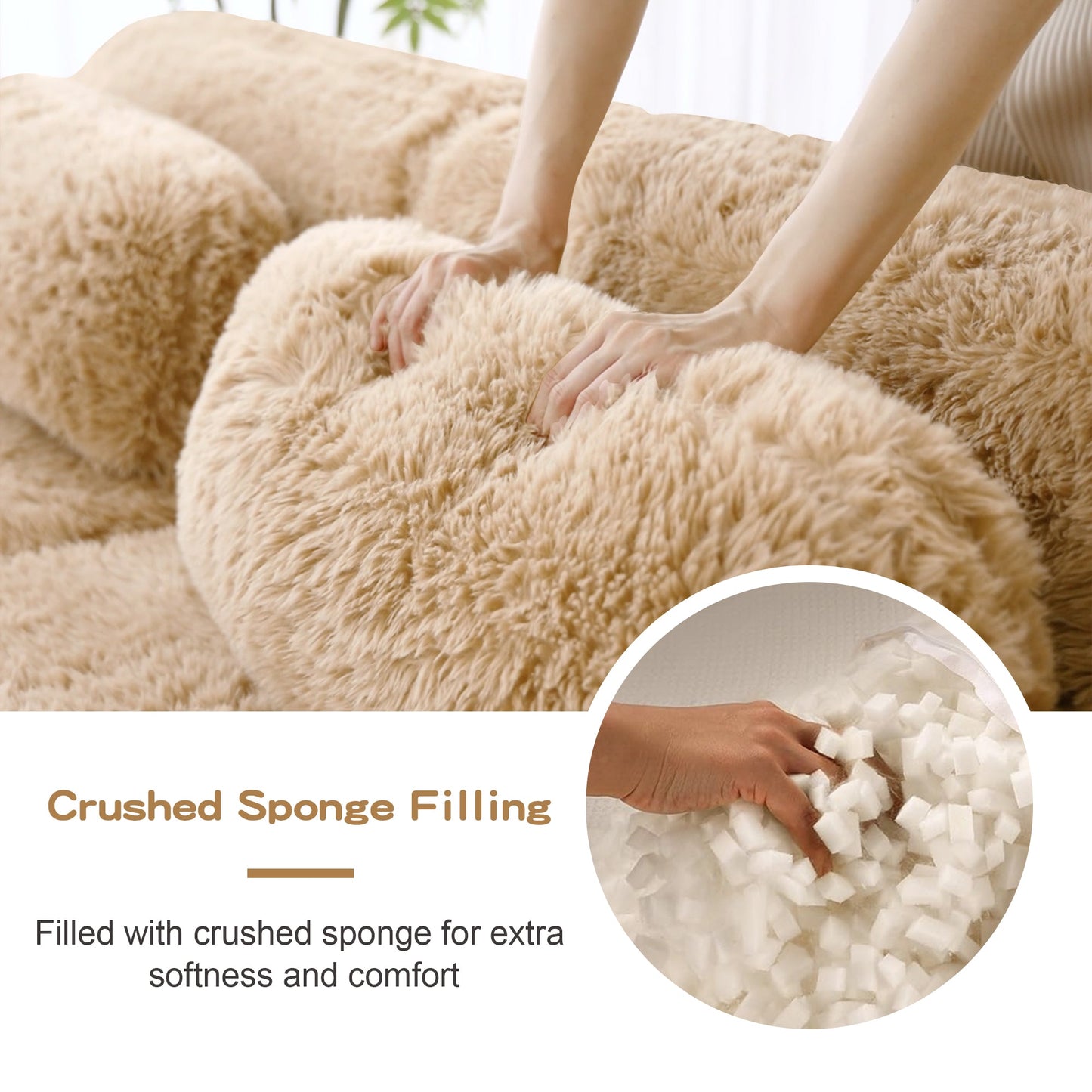 114'' Soft And Fluffy Modular Sectional Sofa