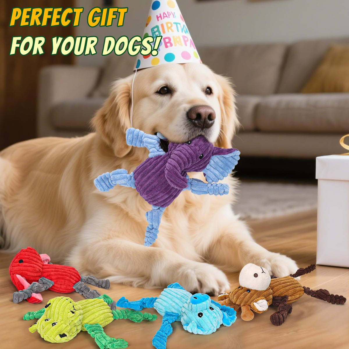 5 Pack Squeaky Dog Toys,Tough Stuffed Plush Dog Toys For Large Medium Small Dogs, Durable Plush Animal Dog Toy Bundle,Puppy Toys To Keep Them Busy