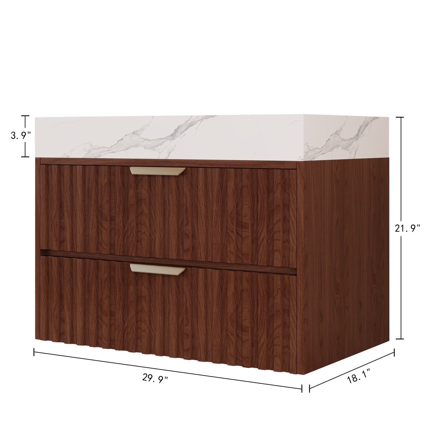 30" Modern Floating Bathroom Vanity with Seamless Sintered Stone Top