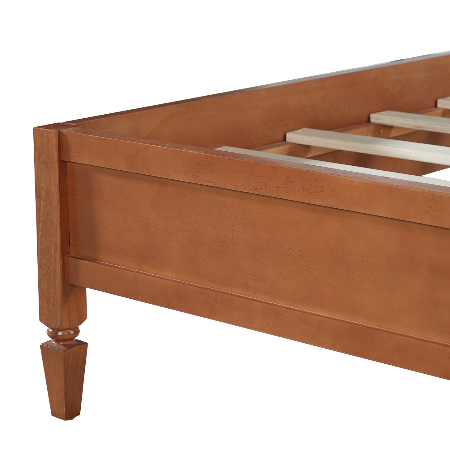 King Size Wood Platform Bed Frame with Classic Panel Headboard