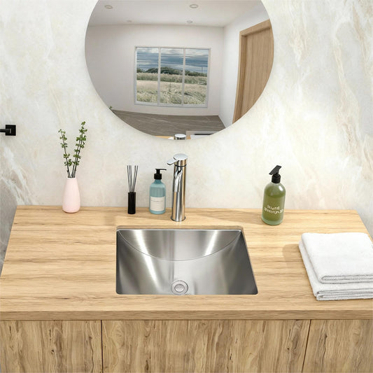 Undermount Bathroom Sink With Pop Up Drain, Brushed Nickel