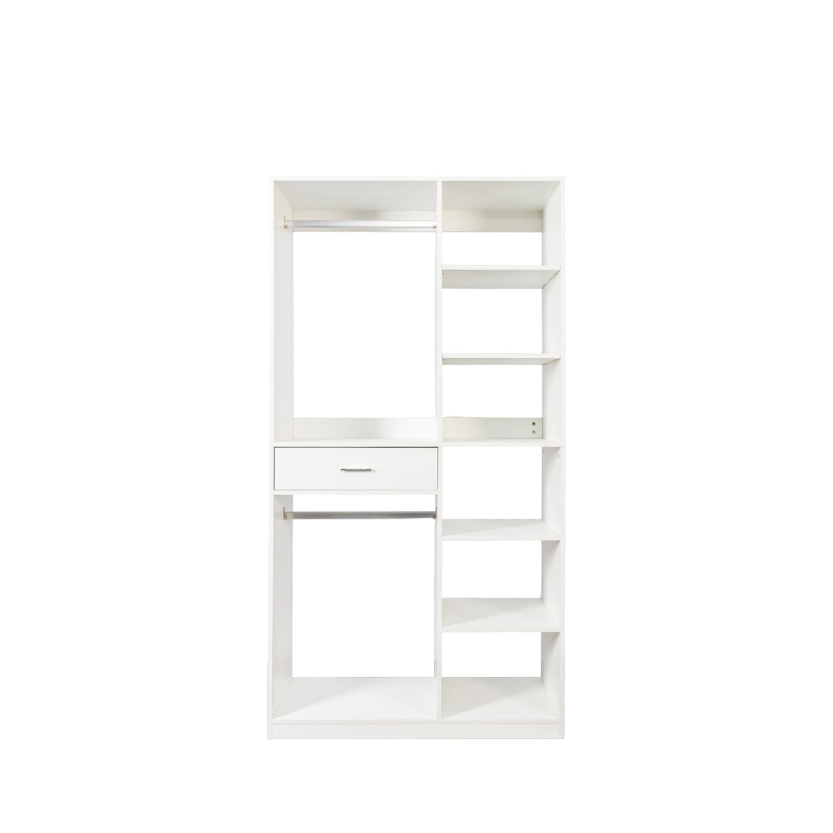 Freestanding Closet System with 6 Open Shelves and 2 Hanging Rods