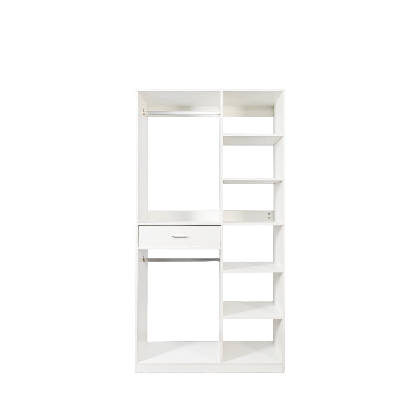 Freestanding Closet System with 6 Open Shelves and 2 Hanging Rods