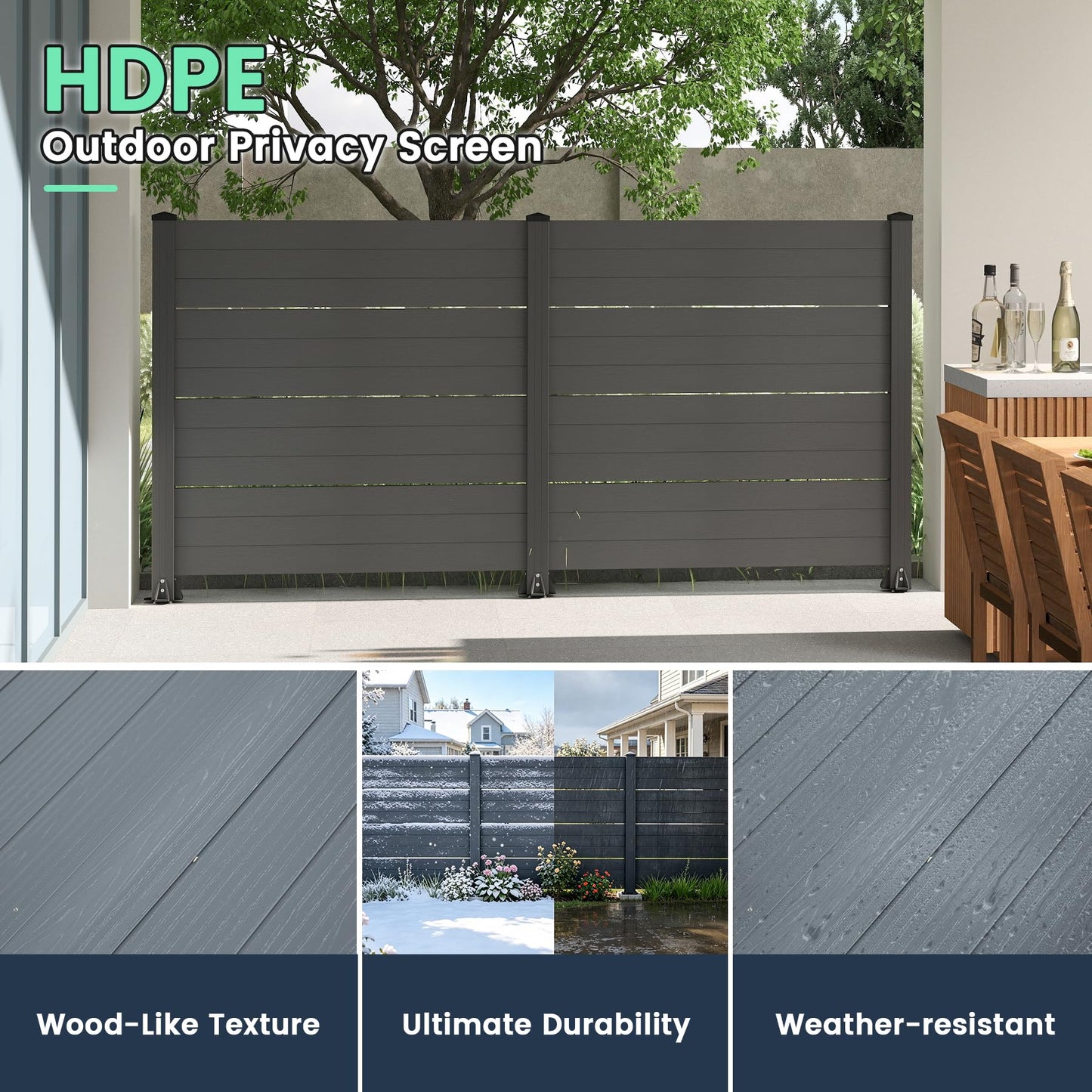 50" W x 49" H Outdoor Privacy Screen, Air Conditioner Fence, All-Weather Vinyl Privacy Fence Screens with Aluminum