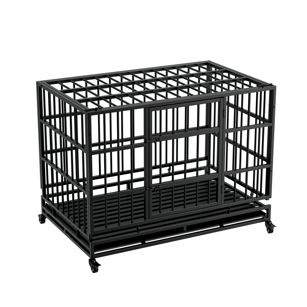 48 Inch Heavy Duty Indestructible Dog Crate with Wheels