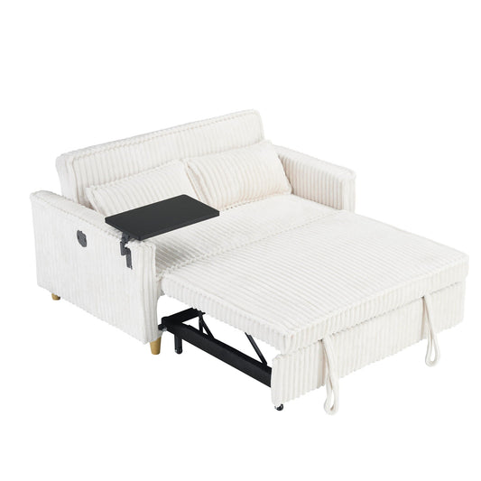 Pull Out Sofa With Movable Tabletop And USB Ports