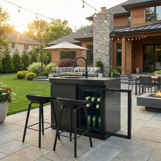 Sink and Fridge Combo for Outdoor Kitchen, 70L Refrigerator and Sink with Pull-Down Faucet