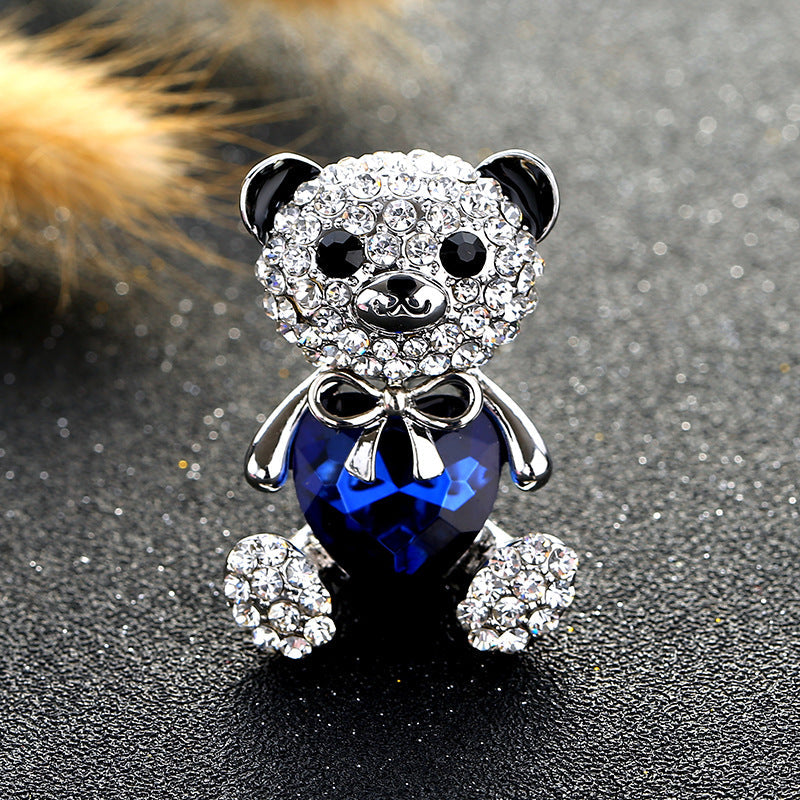 Little bear love crystal brooch female
