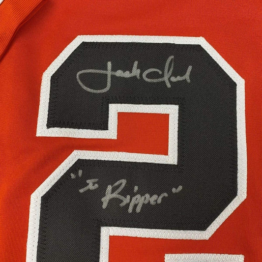 Framed Autographed/Signed Jack Clark The Ripper 35x39 San Francisco Orange Baseball Jersey JSA COA