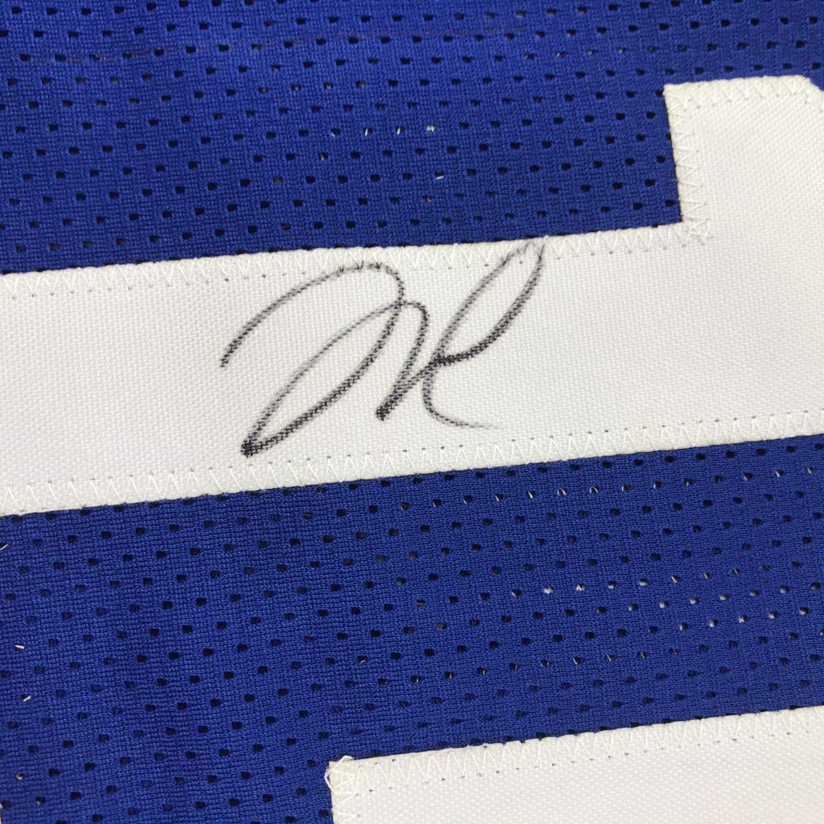 Framed Autographed/Signed DeMarcus Cousins 35x39 Kentucky Blue College Basketball Jersey JSA COA